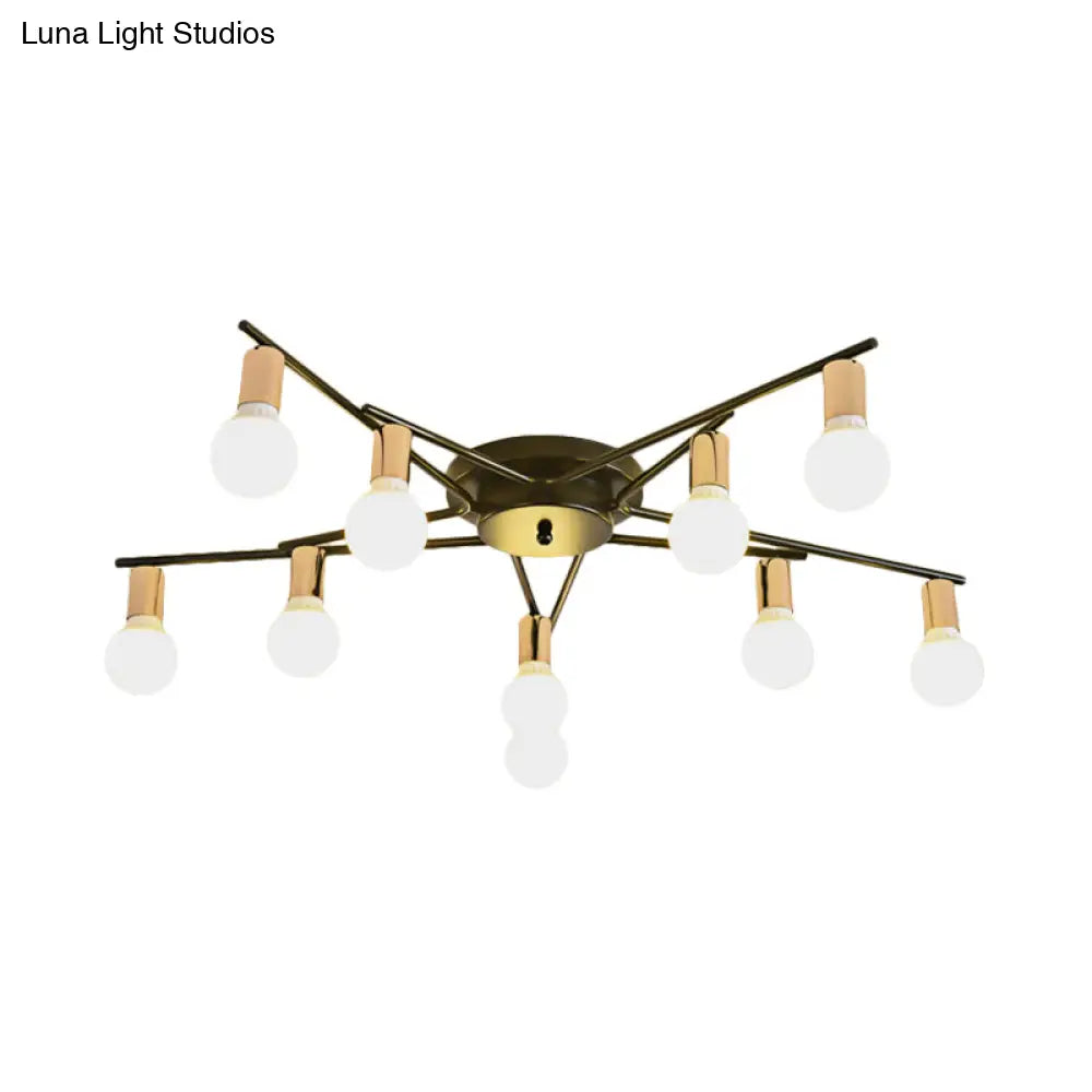 DecorBites™ DecorBites™ Modern Gold Starburst Semi Flush Ceiling Light Fixture with White Glass Shade - 6/8/10-Head