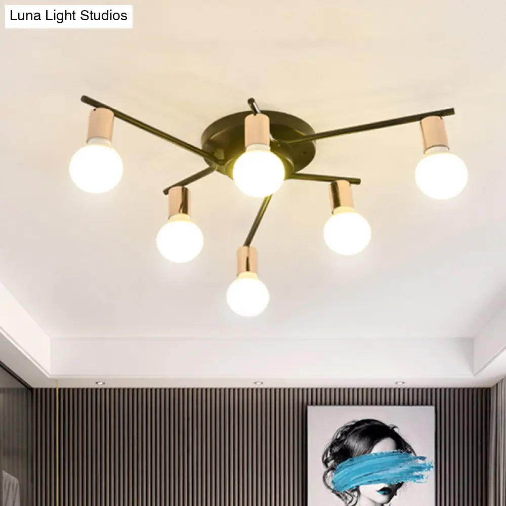 DecorBites™ DecorBites™ Modern Gold Starburst Semi Flush Ceiling Light Fixture with White Glass Shade - 6/8/10-Head