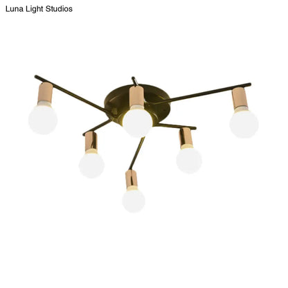 DecorBites™ DecorBites™ Modern Gold Starburst Semi Flush Ceiling Light Fixture with White Glass Shade - 6/8/10-Head