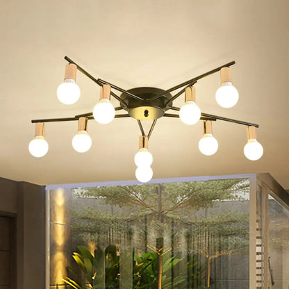 DecorBites™ DecorBites™ Modern Gold Starburst Semi Flush Ceiling Light Fixture with White Glass Shade - 6/8/10-Head