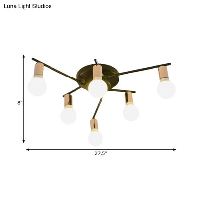 DecorBites™ DecorBites™ Modern Gold Starburst Semi Flush Ceiling Light Fixture with White Glass Shade - 6/8/10-Head
