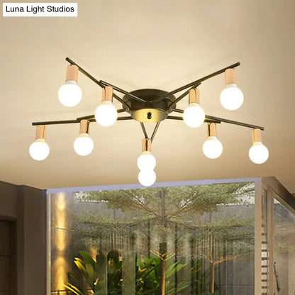 DecorBites™ DecorBites™ Modern Gold Starburst Semi Flush Ceiling Light Fixture with White Glass Shade - 6/8/10-Head