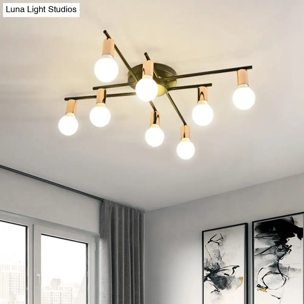 DecorBites™ DecorBites™ Modern Gold Starburst Semi Flush Ceiling Light Fixture with White Glass Shade - 6/8/10-Head