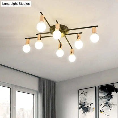 DecorBites™ DecorBites™ Modern Gold Starburst Semi Flush Ceiling Light Fixture with White Glass Shade - 6/8/10-Head