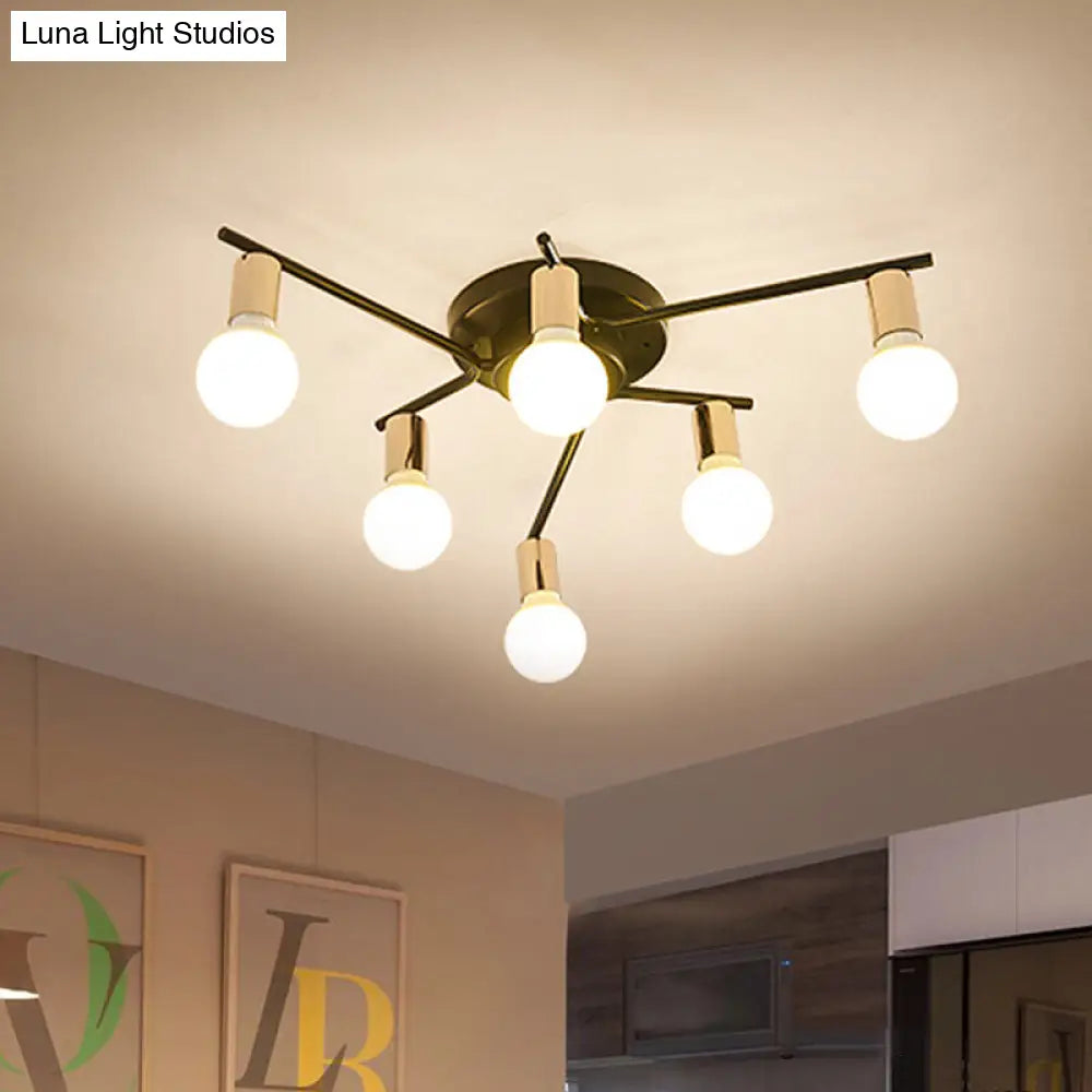 DecorBites™ DecorBites™ Modern Gold Starburst Semi Flush Ceiling Light Fixture with White Glass Shade - 6/8/10-Head