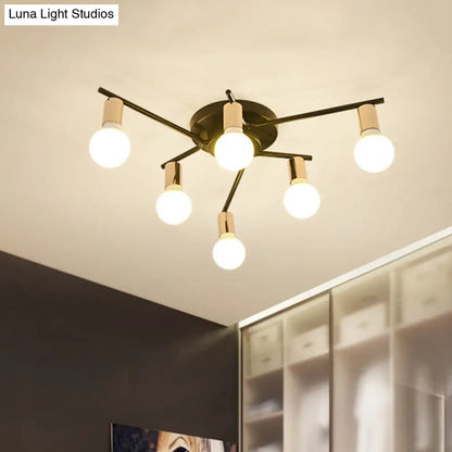DecorBites™ DecorBites™ Modern Gold Starburst Semi Flush Ceiling Light Fixture with White Glass Shade - 6/8/10-Head