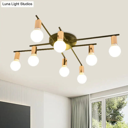 DecorBites™ DecorBites™ Modern Gold Starburst Semi Flush Ceiling Light Fixture with White Glass Shade - 6/8/10-Head