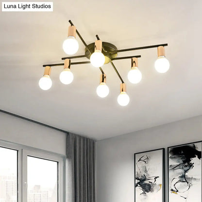 DecorBites™ DecorBites™ Modern Gold Starburst Semi Flush Ceiling Light Fixture with White Glass Shade - 6/8/10-Head