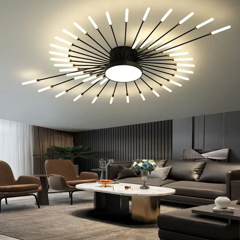 Modern black and gold sunburst acrylic led ceiling light with glowing rods for bedroom decorbites acrylic led ceiling lights