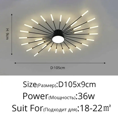 Black and gold modern ceiling light with multiple slender arms and white led tubes for bedroom decorbites acrylic led ceiling