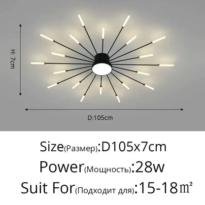Modern gold sunburst acrylic led ceiling lights with black base and white led rods for bedroom decorbites acrylic led ceiling