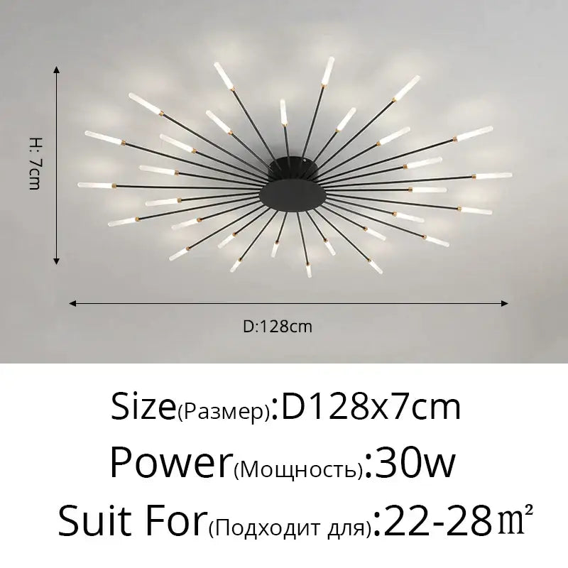 Modern black ceiling lights with multiple slender arms and frosted white led bulbs for decorbites acrylic led ceiling decor