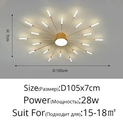 Modern gold sunburst acrylic led ceiling lights with white cylindrical lamps for bedroom decorbites acrylic led ceiling