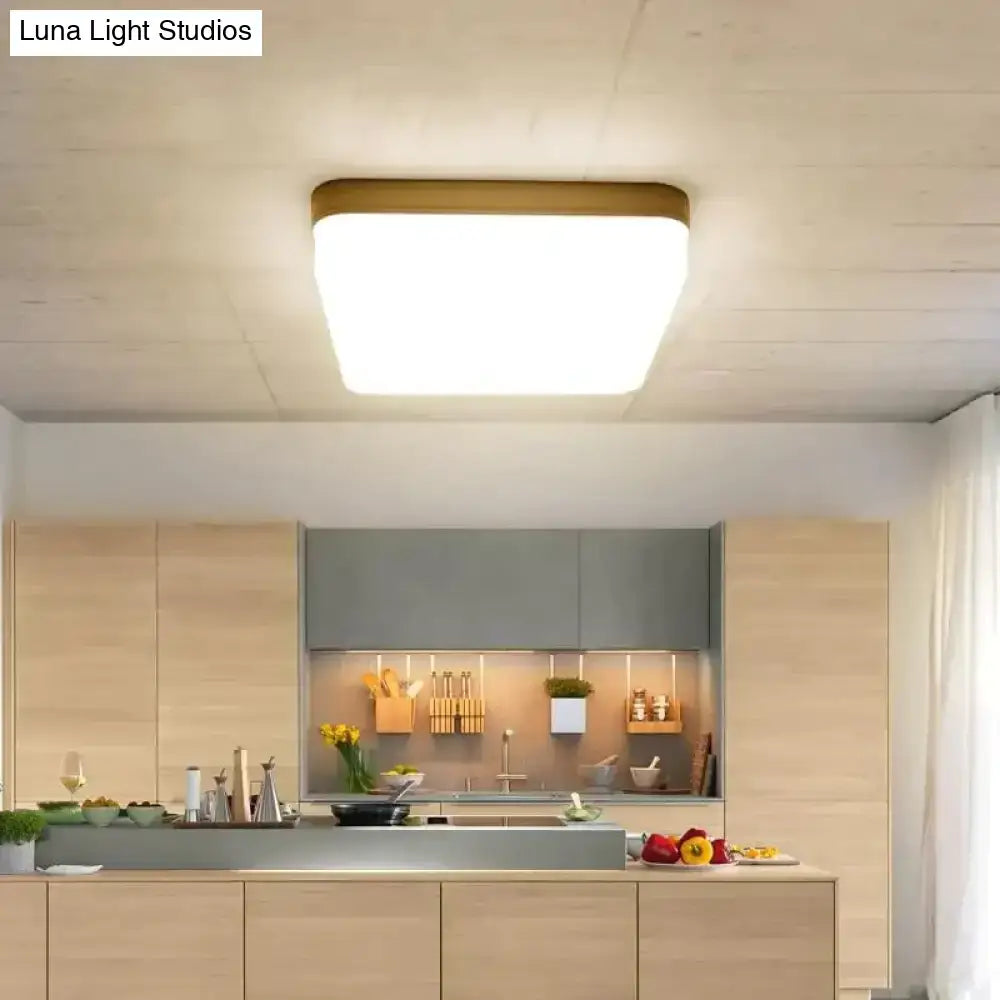 Modern rectangular surface mounted led ceiling light with warm gold frame and soft white illumination available in 18w 24w 36w 48w