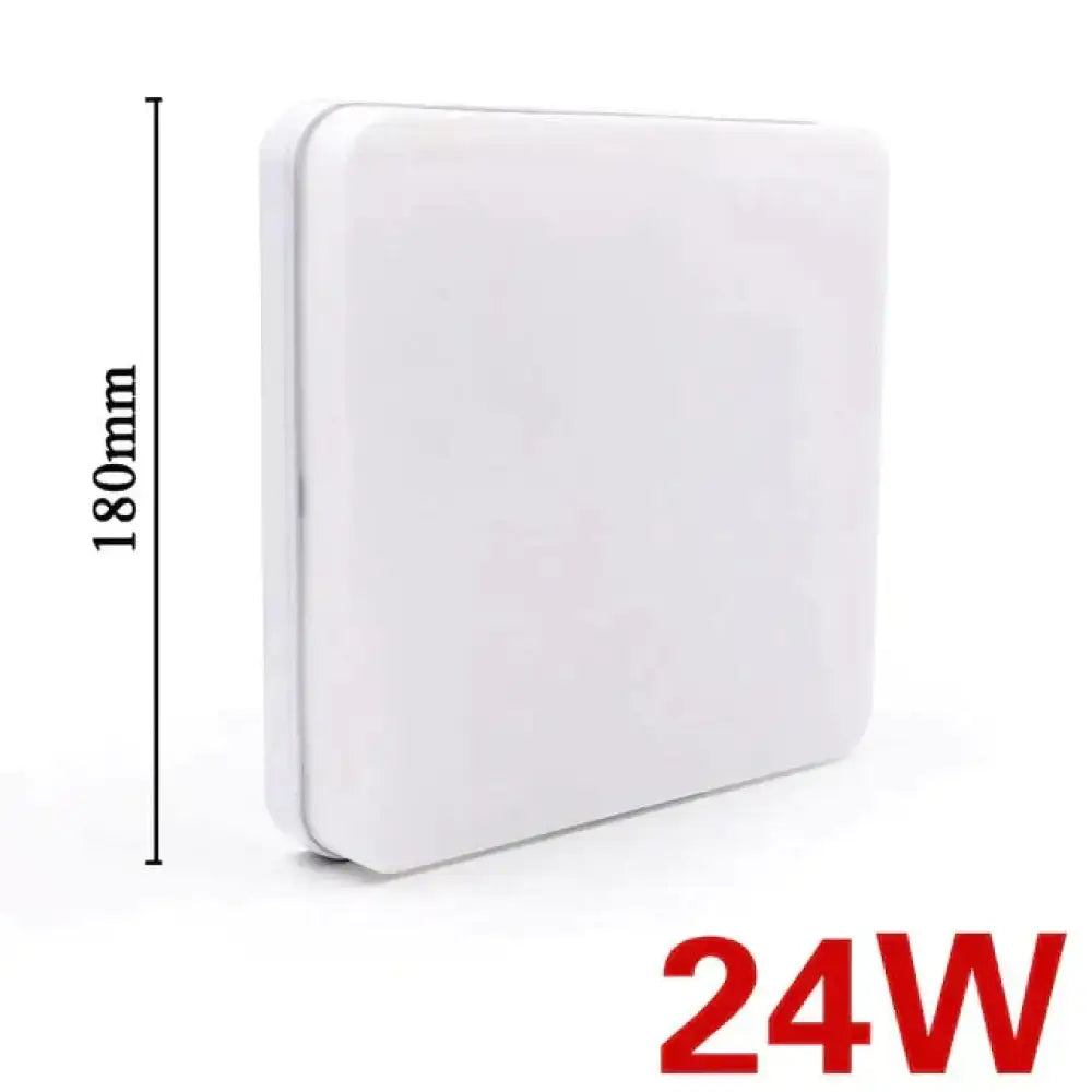 White square led panel light fixture 180mm height surface mounted 24w rated for indoor ceiling use