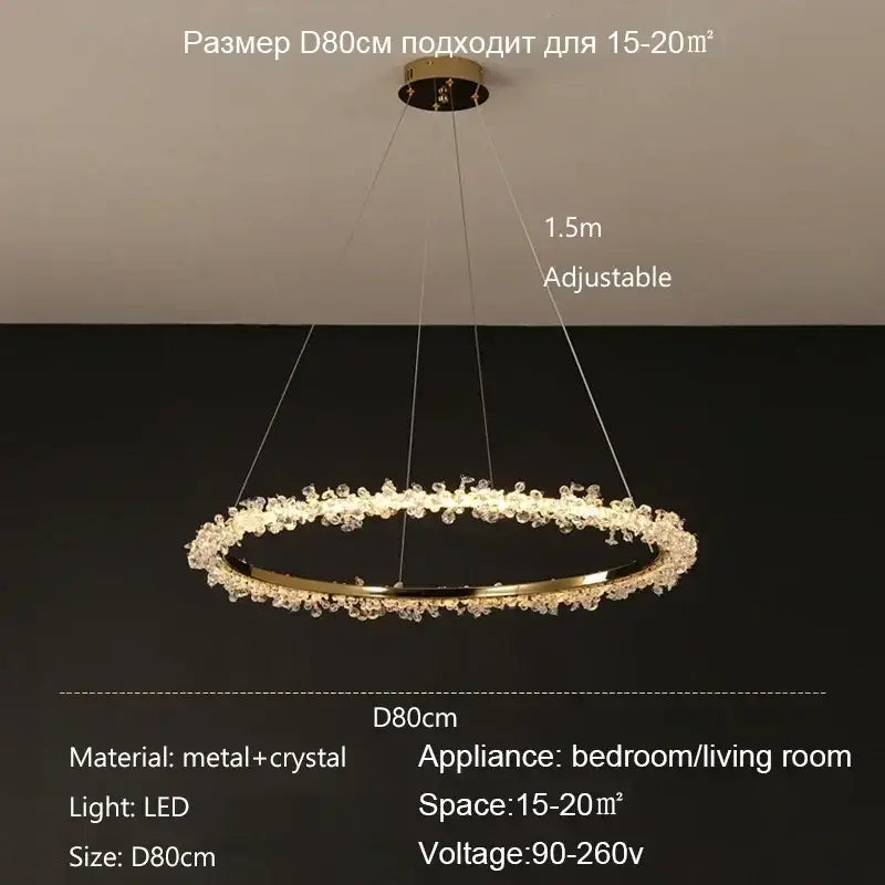Modern gold swirling decorbites crystal pendant chandelier with clear crystals and led lighting for dining room decor