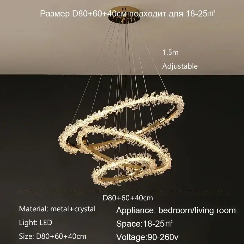 Modern gold swirling crystal pendant chandelier with gold-toned spiral and adjustable led for dining room decorbites crystal pendant