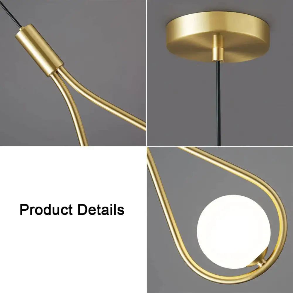 Modern gold teardrop glass ball pendant lights feature a gold-toned metal frame and frosted glass ball pendant for kitchen decorbites decor