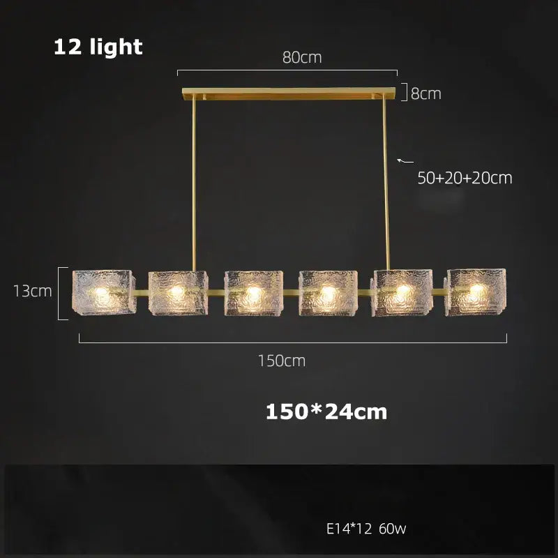 Modern gold textured glass crystal chandelier with six frosted cubes and e14 bulbs for living room decorbites crystal chandelier