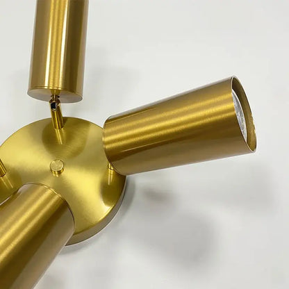 Modern gold three light adjustable gu10 led ceiling lights with brushed metal cylindrical arms for kitchen decorbites lighting