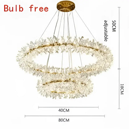 Modern gold three tier decorbites crystal led chandelier with double-ring crystal embellishments for dining room decor