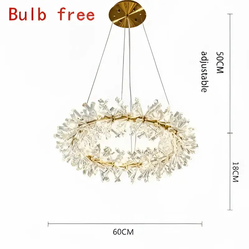 Modern gold three tier crystal led chandelier with a circular frame and dangling crystals for dining room decorbites crystal led