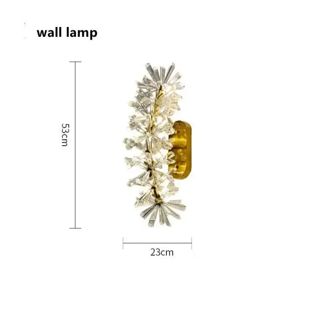 Modern gold three tier crystal led chandelier with clear floral decorbites crystal led pieces on slender frame for dining room light