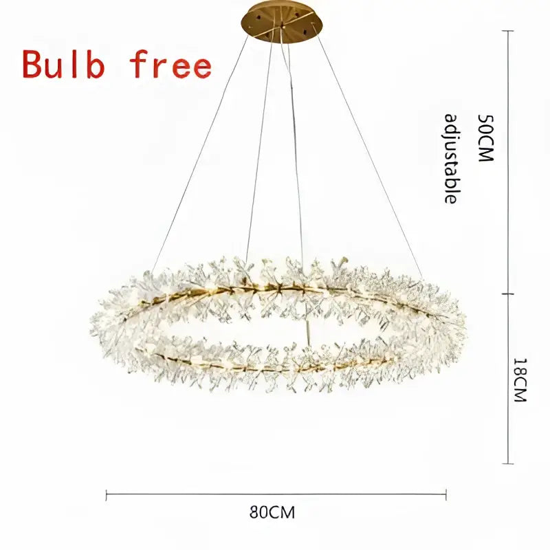 Modern gold three tier crystal led chandelier with two concentric rings of clear crystals for dining room decorbites crystal led