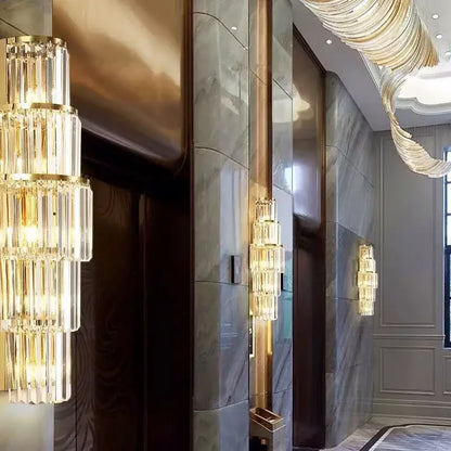 Modern gold tiered crystal nordic wall lamp with cascading design for elegant living room decorbites crystal nordic use