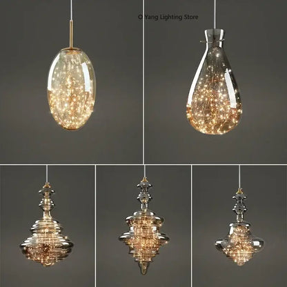 Modern gold tiered crystal pendant light with intricate wireframe and warm illumination for dining room interiors