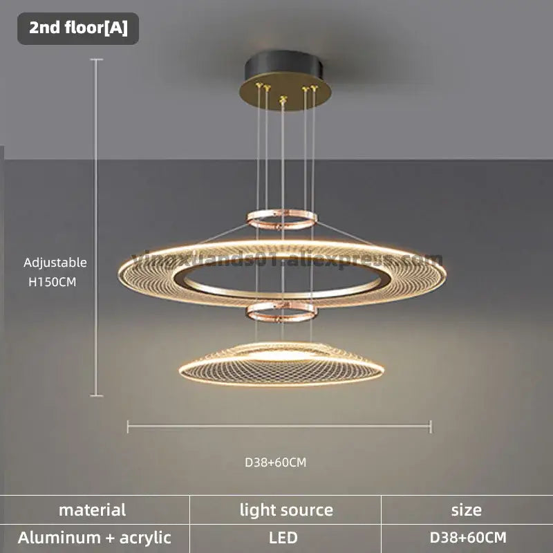 Modern gold tiered double pendant chandeliers in brushed aluminum and acrylic for living room pendant chandeliers led hanging