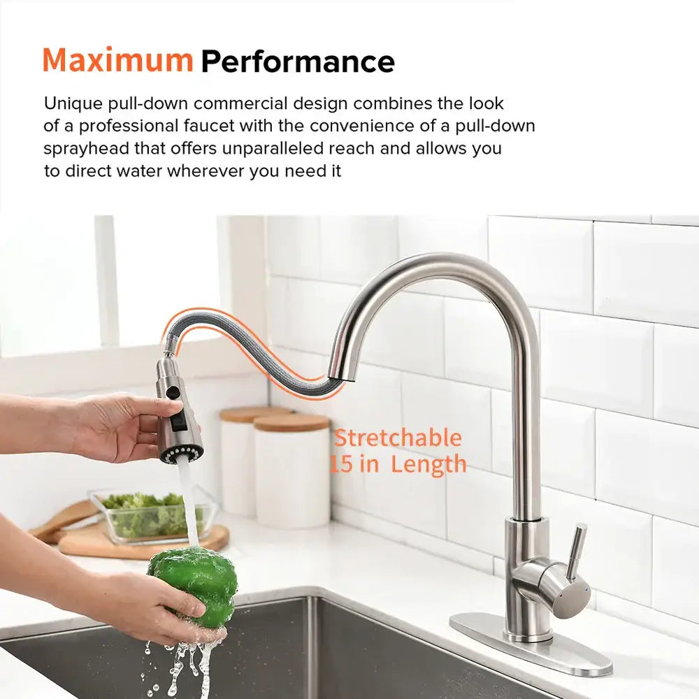 Modern gold touch control sink faucet with stainless steel pull-down flexible 15-inch sprayhead for kitchen use