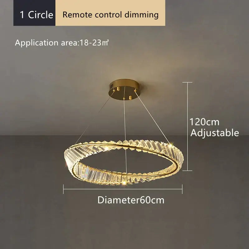 Modern gold decorbites crystal ceiling chandelier with triple ring design and faceted crystals for living room lighting