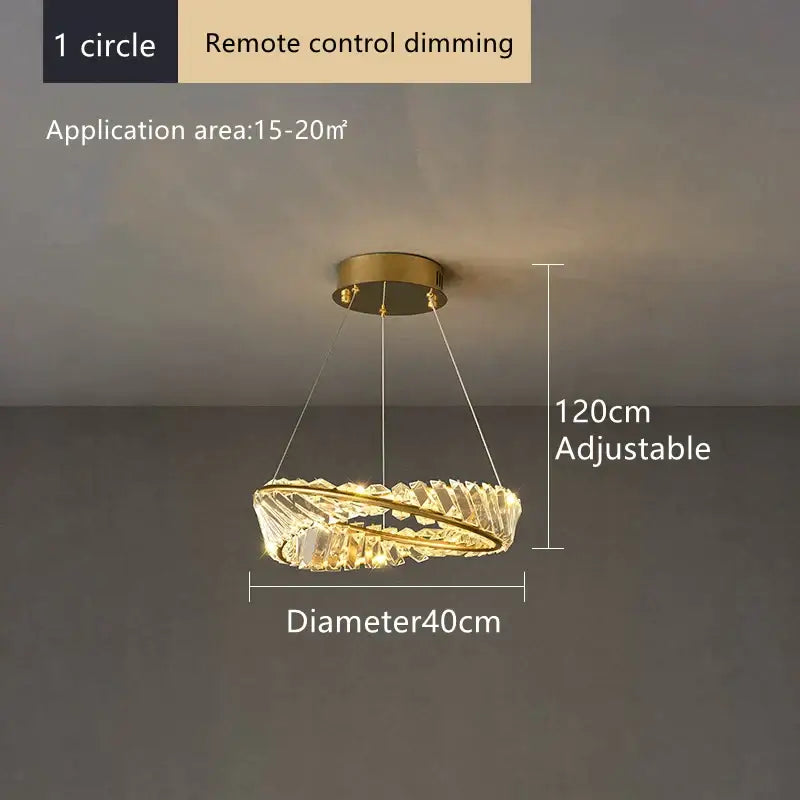 Modern gold decorbites crystal ceiling chandelier with double-ring design and clear crystal elements for living room