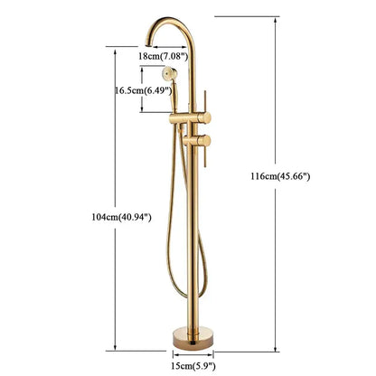 Modern gold tub sink faucet with curved spout and integrated handheld showerhead decorbites gold tub bathroom fixture