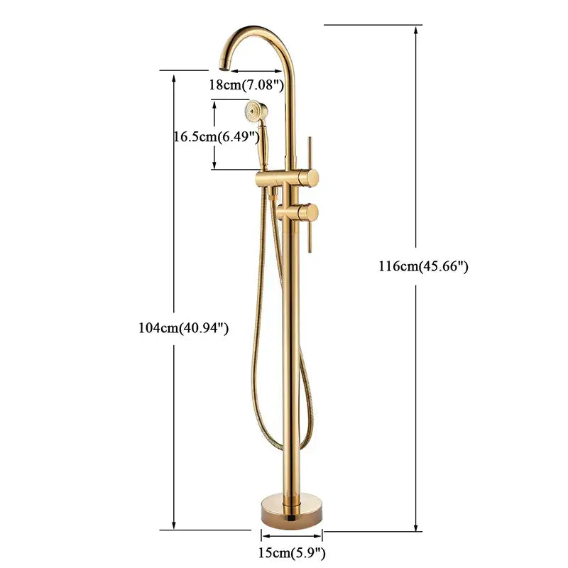 Modern gold tub sink faucet with curved spout and integrated handheld showerhead decorbites gold tub bathroom fixture