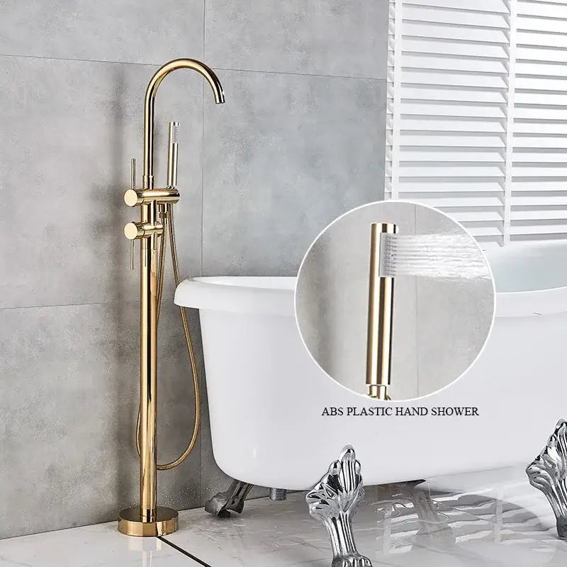 Modern gold tub sink faucet with sleek tall design and abs plastic hand shower for bathroom decorbites gold tub fixture