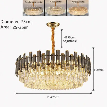 Modern gold twisted brass crystal chandelier with dark smoked decorbites k9 crystal tubes for living room decor