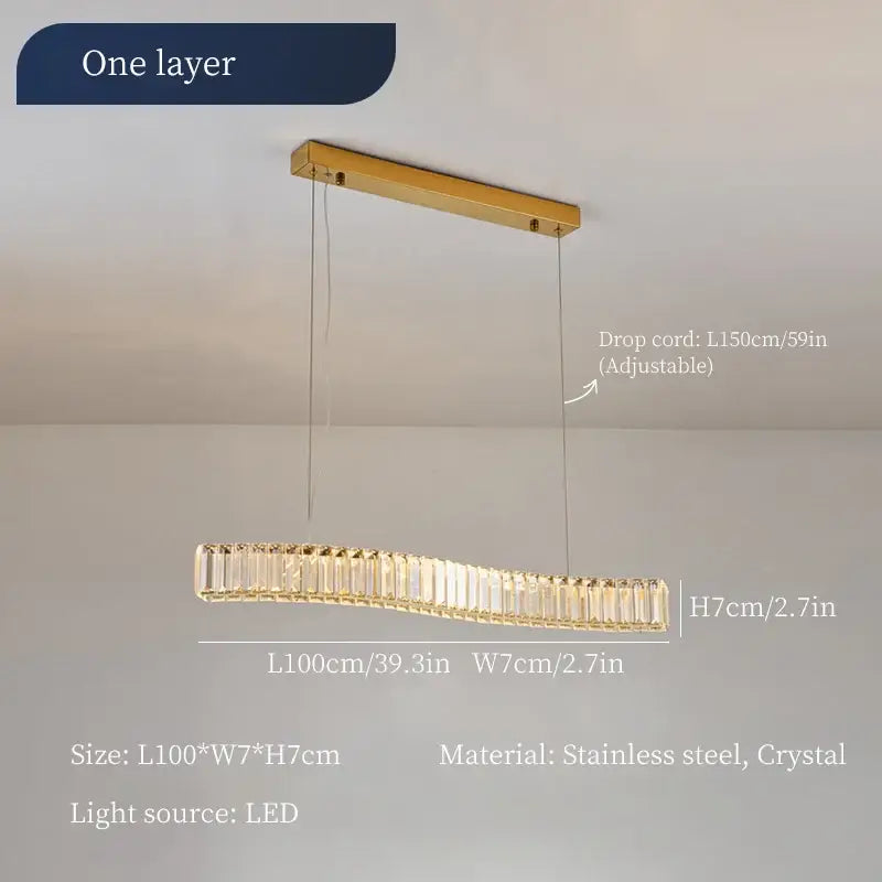 Modern gold decorbites crystal led chandelier with two rings and stainless steel frame for dining room lighting