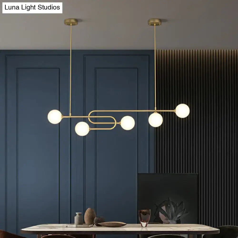 Decorbites minimalist u-shaped gold metal suspension light with frosted glass shade for dining room island 110v-120v 220v-240v