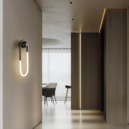 Modern black and white u-shaped wall lights with glowing led strip for bedroom decorbites ellipse wall lights