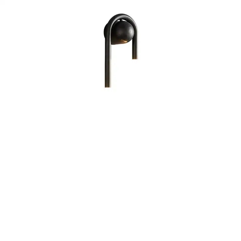 Black matte-finished wall sconce with curved arm and spherical lamp head for decorbites ellipse wall lights lighting