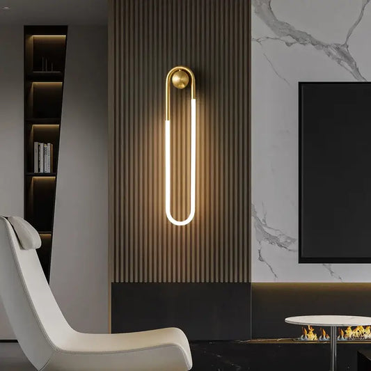 Modern gold u-shaped led wall lights with sleek design and 3-color dimming for bedroom decorbites ellipse wall lights