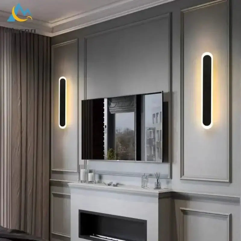 Modern black and white wall lights with sleek rectangular design featuring decorbites led strip for bedroom living room decor