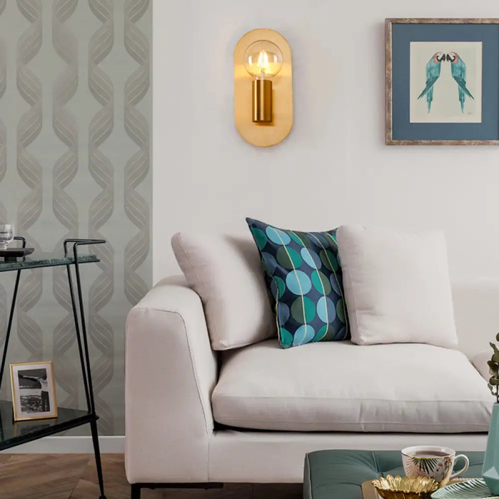DecorBites™ DecorBites™ Modern Gold Wall Lamp with Exposed Bulb and Metal Backplate