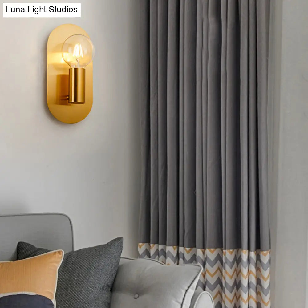 DecorBites™ DecorBites™ Modern Gold Wall Lamp with Exposed Bulb and Metal Backplate