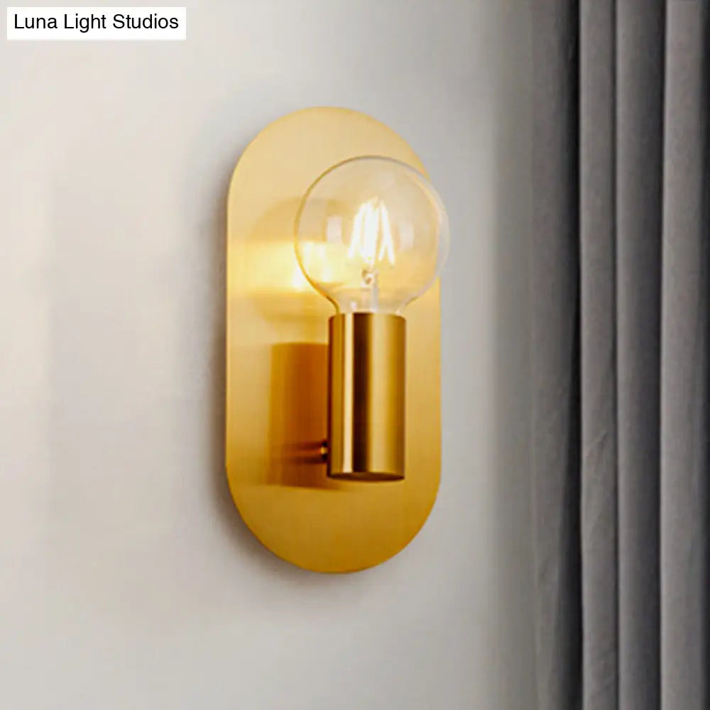 DecorBites™ DecorBites™ Modern Gold Wall Lamp with Exposed Bulb and Metal Backplate