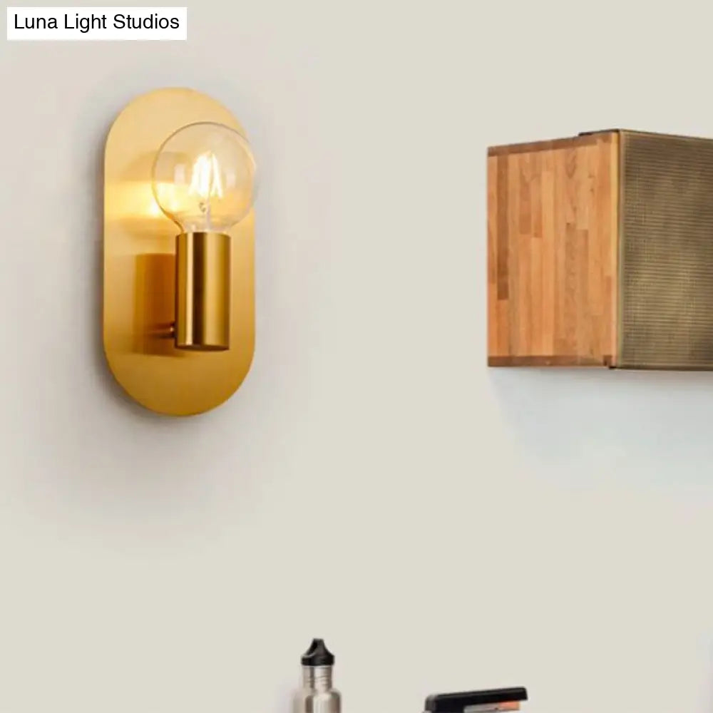 DecorBites™ DecorBites™ Modern Gold Wall Lamp with Exposed Bulb and Metal Backplate