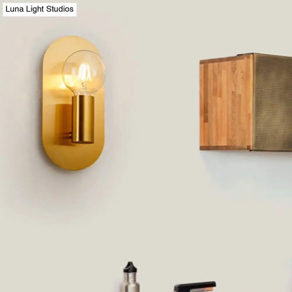 DecorBites™ DecorBites™ Modern Gold Wall Lamp with Exposed Bulb and Metal Backplate