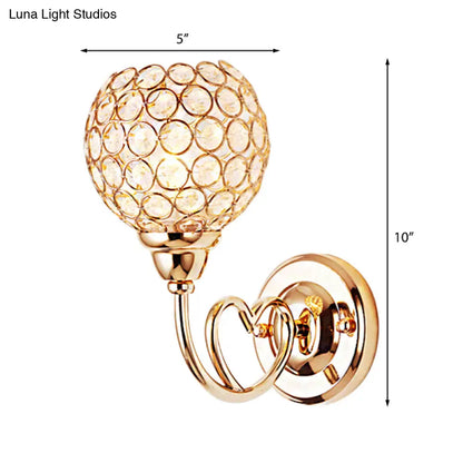 DecorBites™ DecorBites™ Modern Gold Wall Lamp with Globe Clear Crystal Sconce - 1-Head Light Fixture and Metal Heart-Shaped Arm